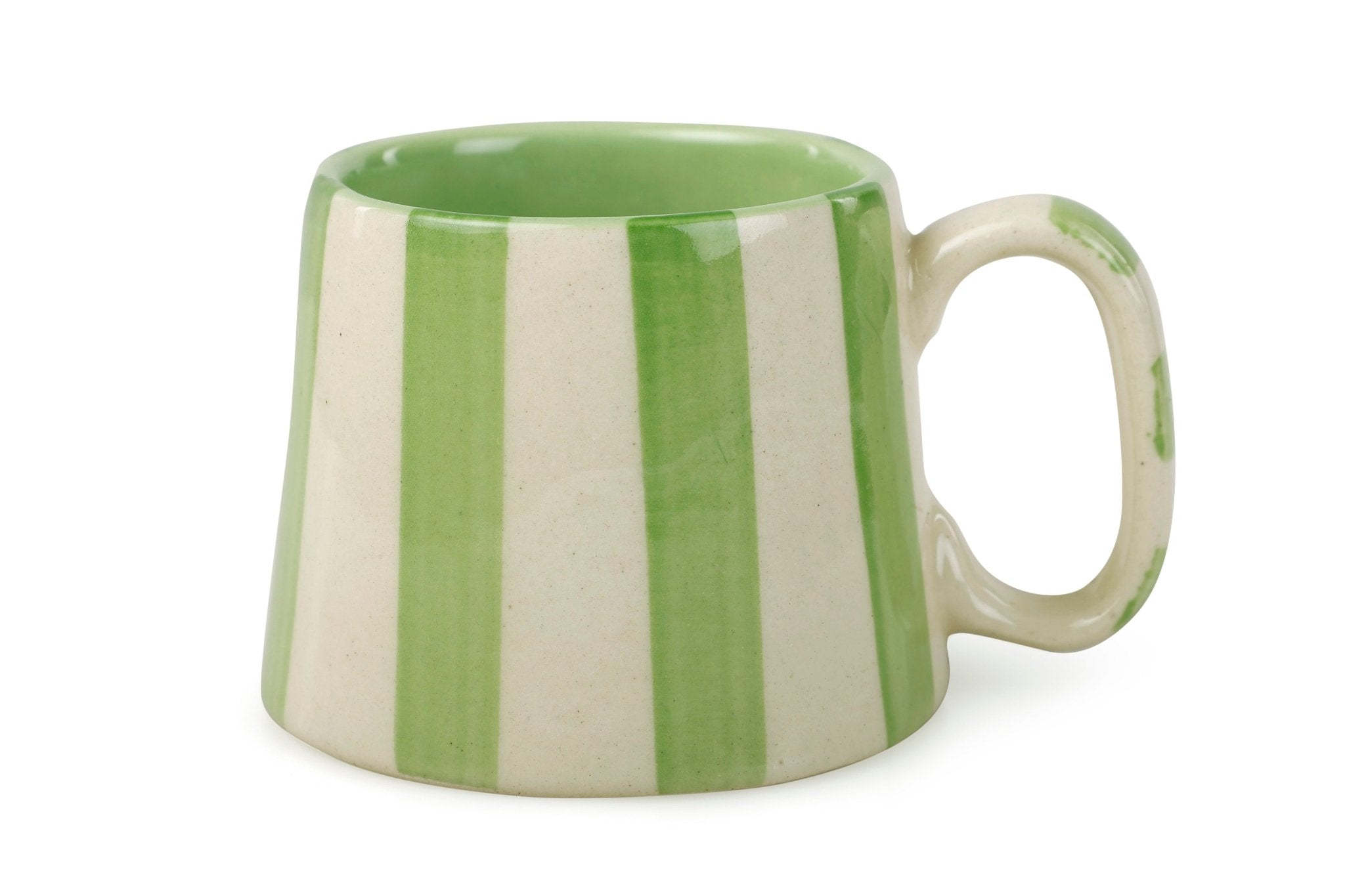 Ceramic Green Stripe Coffee cup - 3.5 x 2.5 Inches ( Set of 4 ) - Shop_nameCasa Amarosa | Home Goods