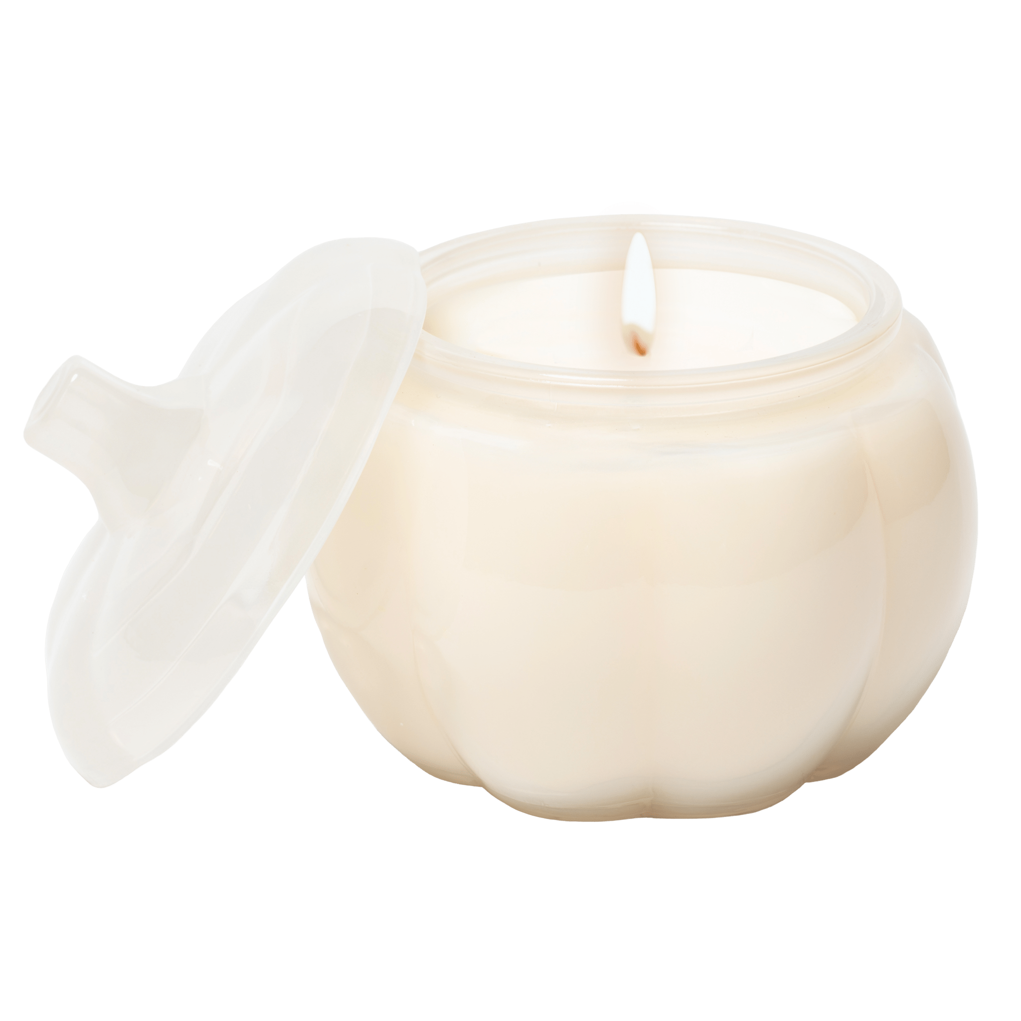 Warm and Cozy Soy Candle - White Translucent Glass Pumpkin Jar - 20 oz - Shop_nameSweet Water Decor