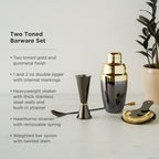 4 - Piece Stainless Steel Barware Set in Black & Gold - dwellandremainViski