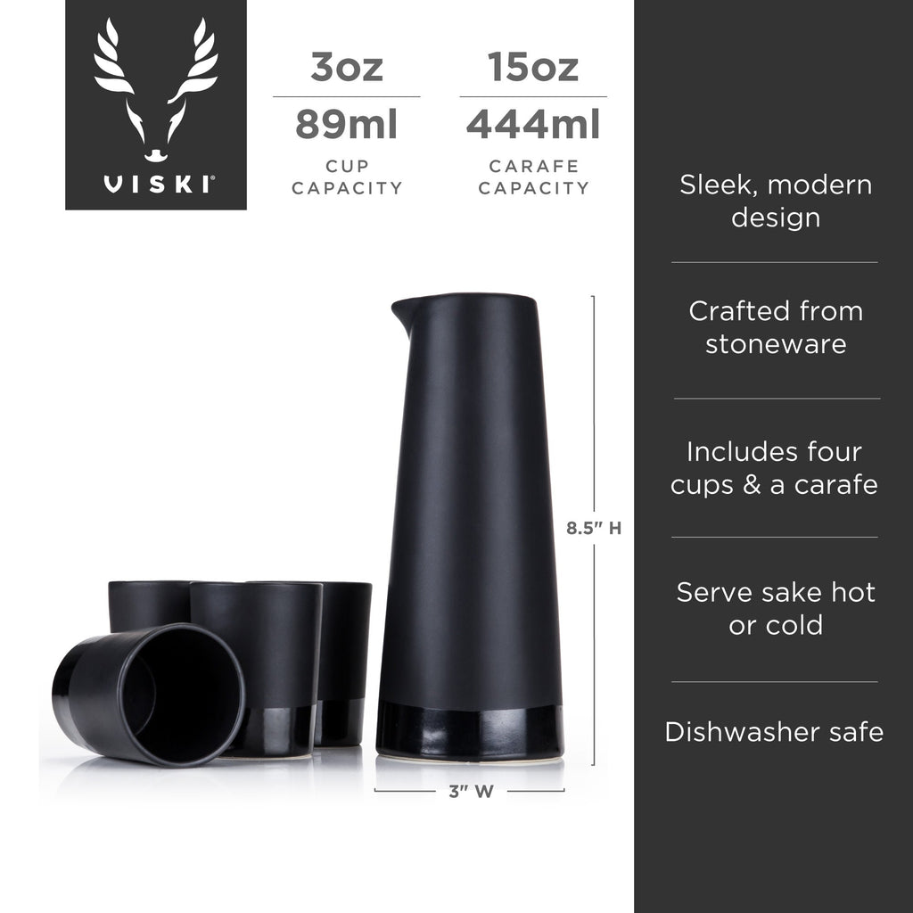 5 - Piece Stoneware Sake Set in Black - Shop_nameViski