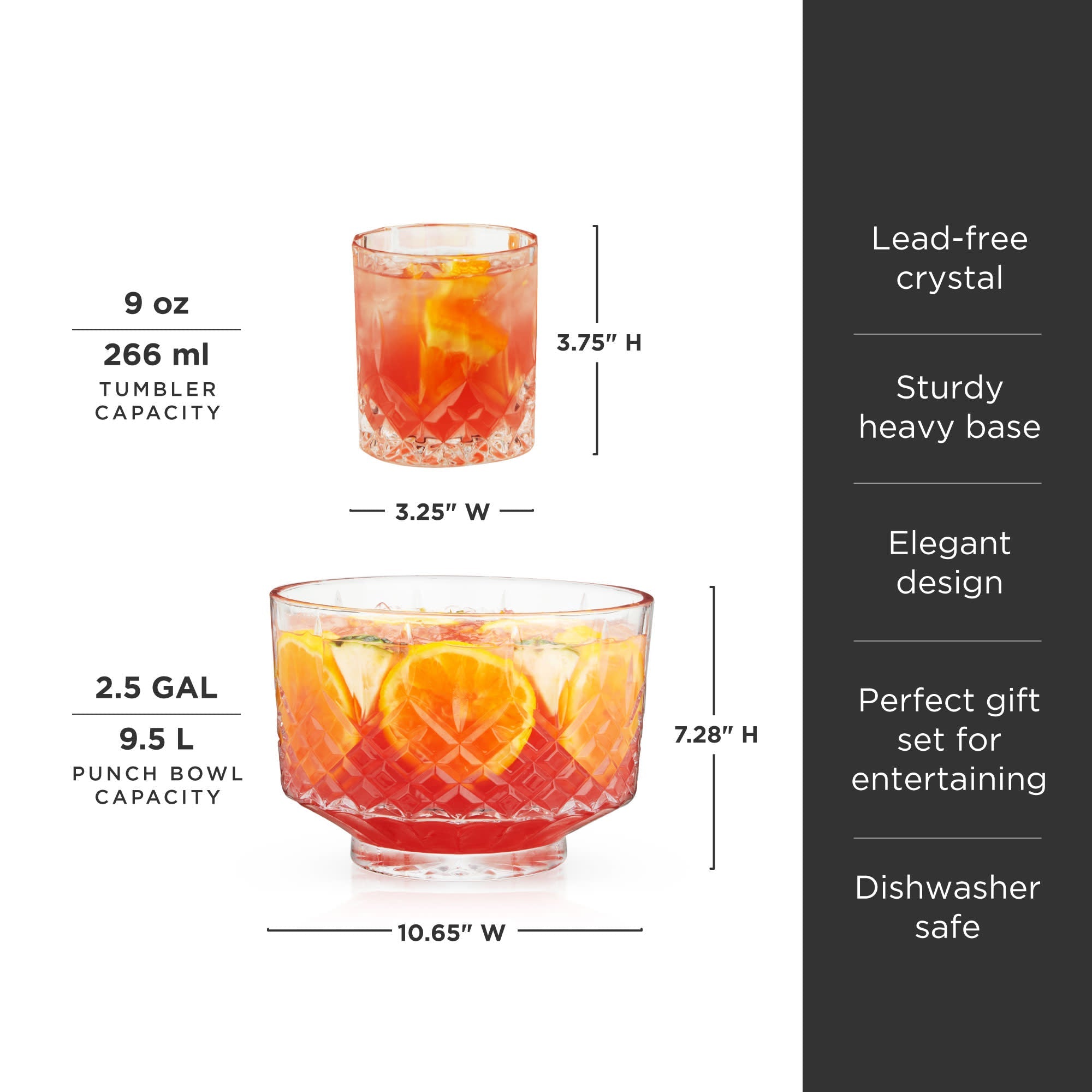 Admiral Crystal Punch Bowl and Tumbler Set - Shop_nameViski