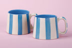 Ceramic Aqua Blue Stripe Coffee cup - 3.5 x 2.5 Inches ( Set of 4 ) - Shop_nameCasa Amarosa | Home Goods