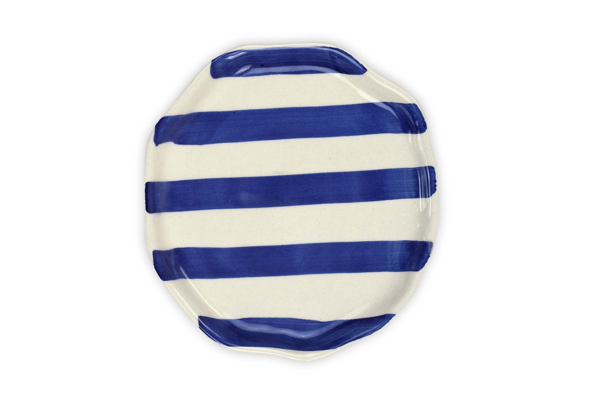 Ceramic Blue stripe plate, 6.3x6.3 Inches (Set of 4 ) - Shop_nameCasa Amarosa | Home Goods