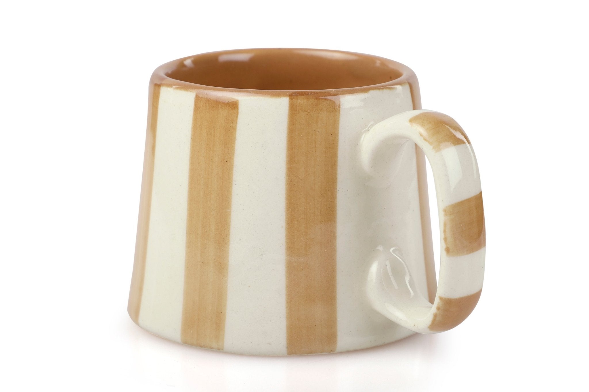 Ceramic Brown Stripe Coffee cup - 3.5 x 2.5 Inches ( Set of 2 ) - Shop_nameCasa Amarosa | Home Goods