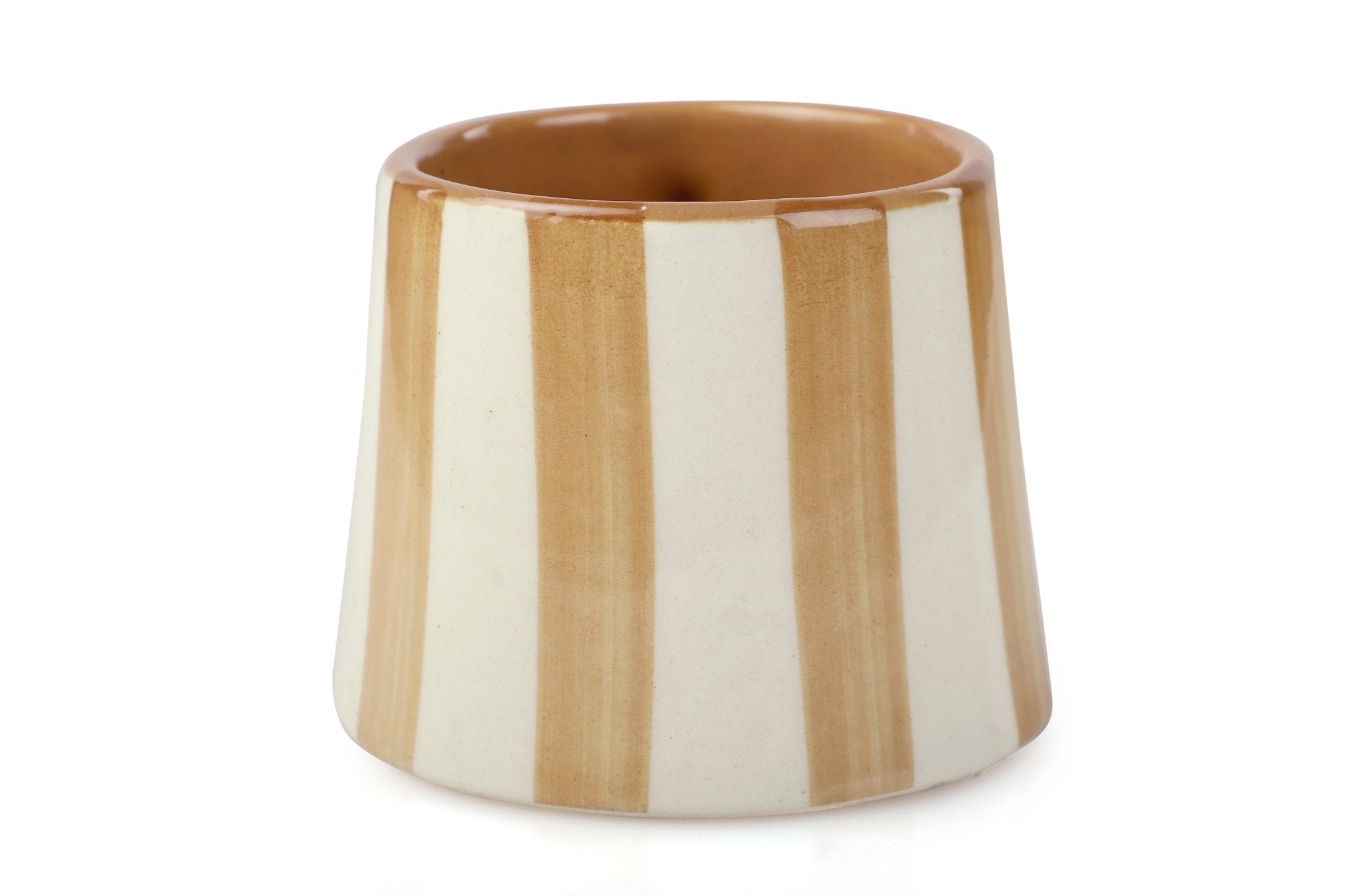 Ceramic Brown Stripe Coffee cup - 3.5 x 2.5 Inches ( Set of 4 ) - Shop_nameCasa Amarosa | Home Goods