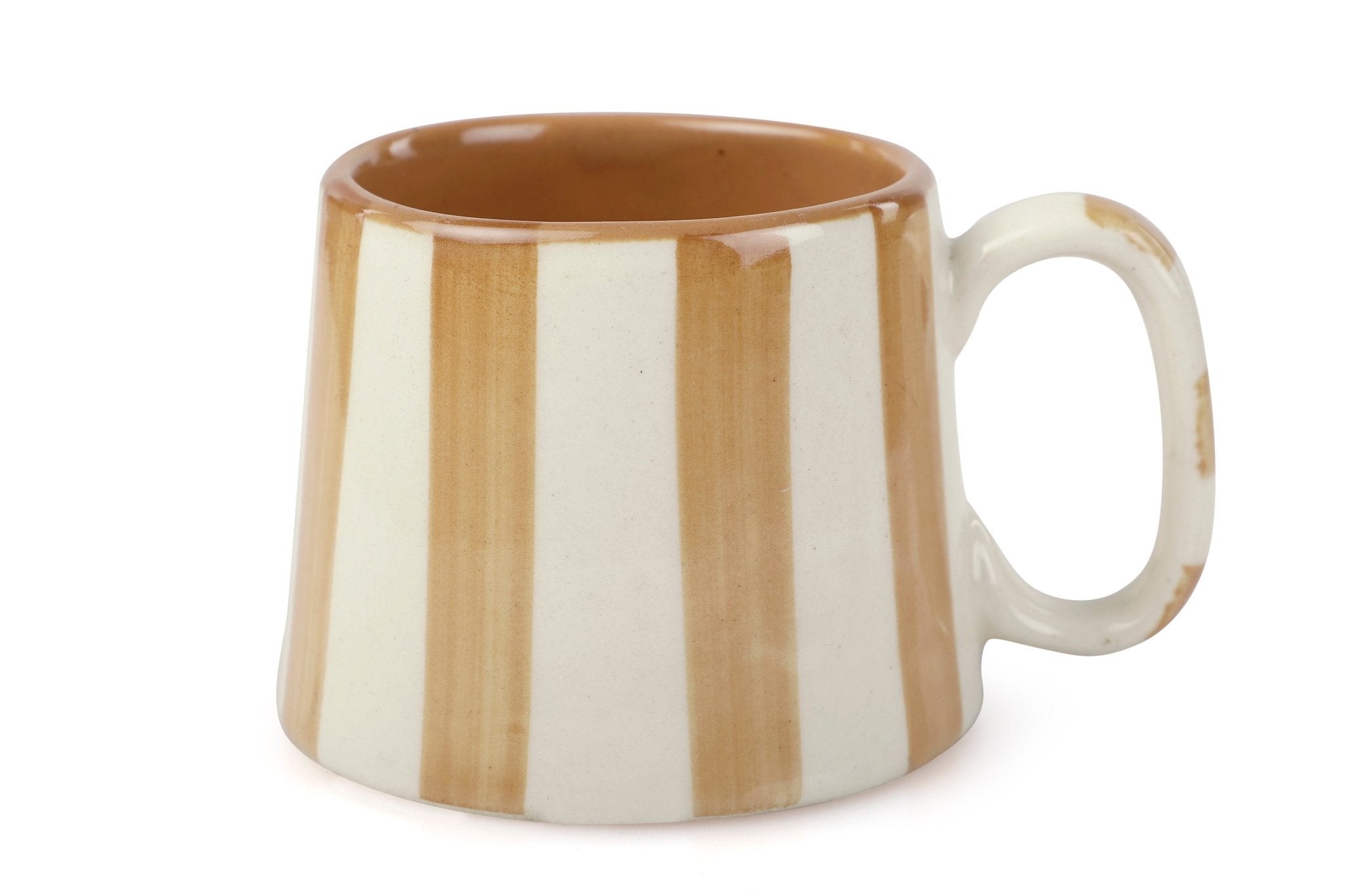 Ceramic Brown Stripe Coffee cup - 3.5 x 2.5 Inches ( Set of 4 ) - Shop_nameCasa Amarosa | Home Goods