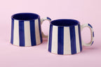 Ceramic Dark Blue Stripe Coffee cup - 3.5 x 2.5 Inches ( Set of 2 ) - Shop_nameCasa Amarosa | Home Goods