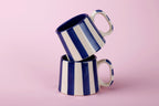 Ceramic Dark Blue Stripe Coffee cup - 3.5 x 2.5 Inches ( Set of 2 ) - Shop_nameCasa Amarosa | Home Goods