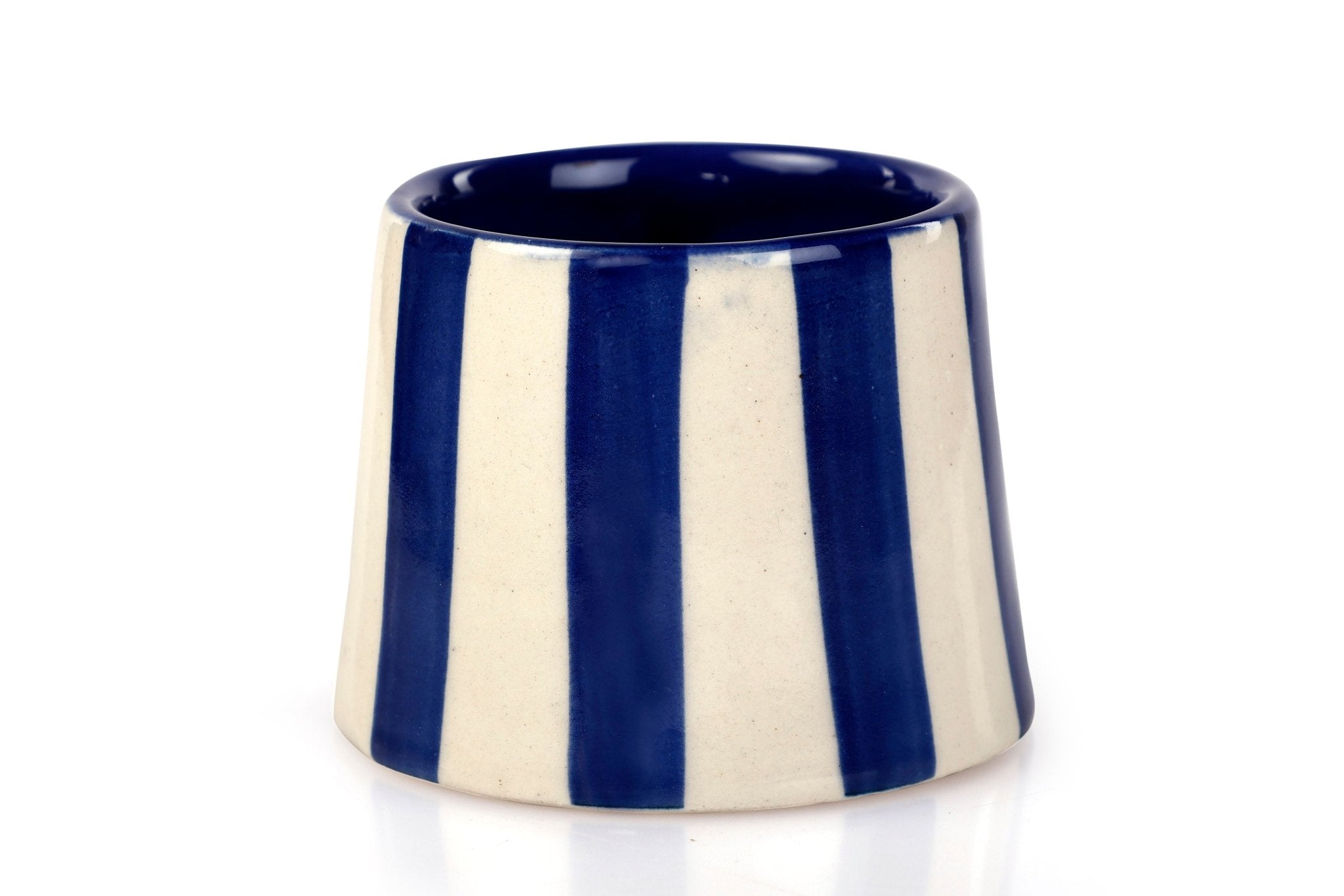 Ceramic Dark Blue Stripe Coffee cup - 3.5 x 2.5 Inches ( Set of 4 ) - Shop_nameCasa Amarosa | Home Goods