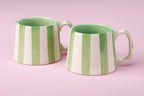 Ceramic Green Stripe Coffee cup - 3.5 x 2.5 Inches ( Set of 2 ) - Shop_nameCasa Amarosa | Home Goods