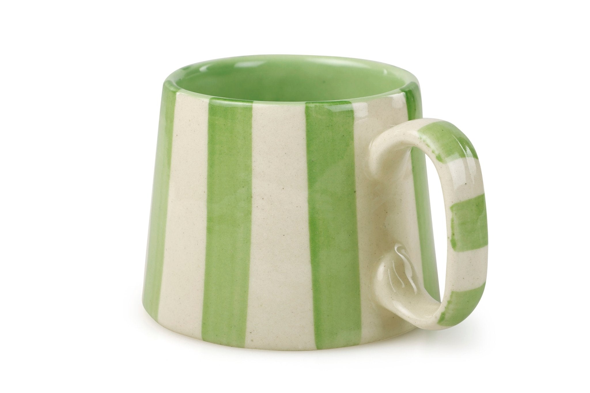 Ceramic Green Stripe Coffee cup - 3.5 x 2.5 Inches ( Set of 2 ) - Shop_nameCasa Amarosa | Home Goods