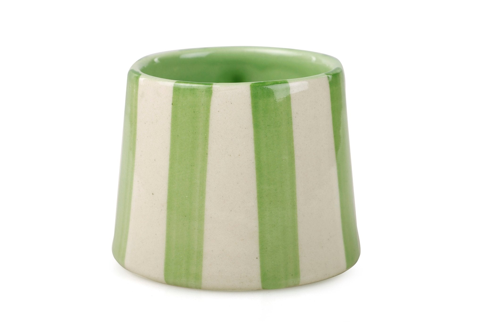 Ceramic Green Stripe Coffee cup - 3.5 x 2.5 Inches ( Set of 4 ) - Shop_nameCasa Amarosa | Home Goods