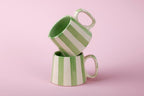 Ceramic Green Stripe Coffee cup - 3.5 x 2.5 Inches ( Set of 4 ) - Shop_nameCasa Amarosa | Home Goods