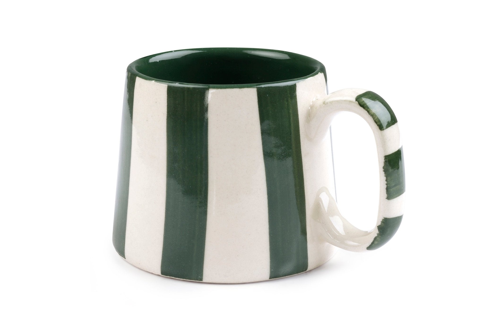 Ceramic Olive Stripe Coffee cup - 3.5 x 2.5 Inches (Set of 2) - Shop_nameCasa Amarosa | Home Goods