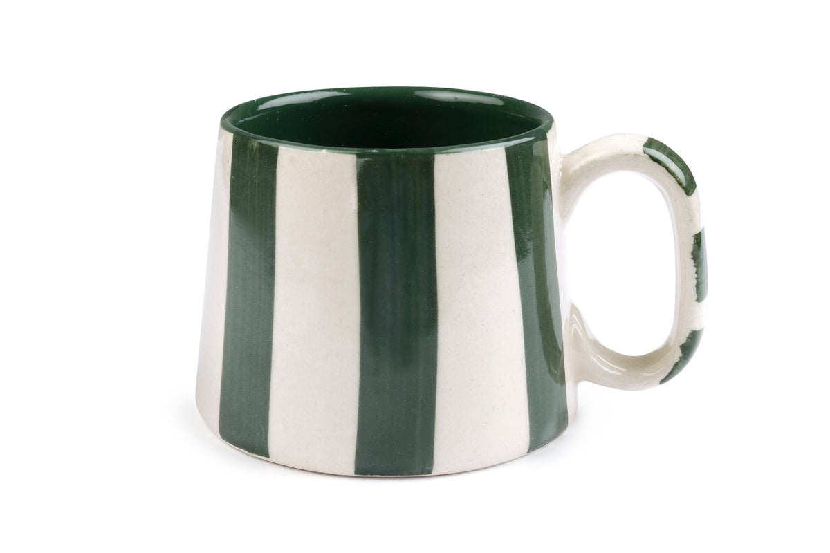 Ceramic Olive Stripe Coffee cup - 3.5 x 2.5 Inches (Set of 2) - Shop_nameCasa Amarosa | Home Goods