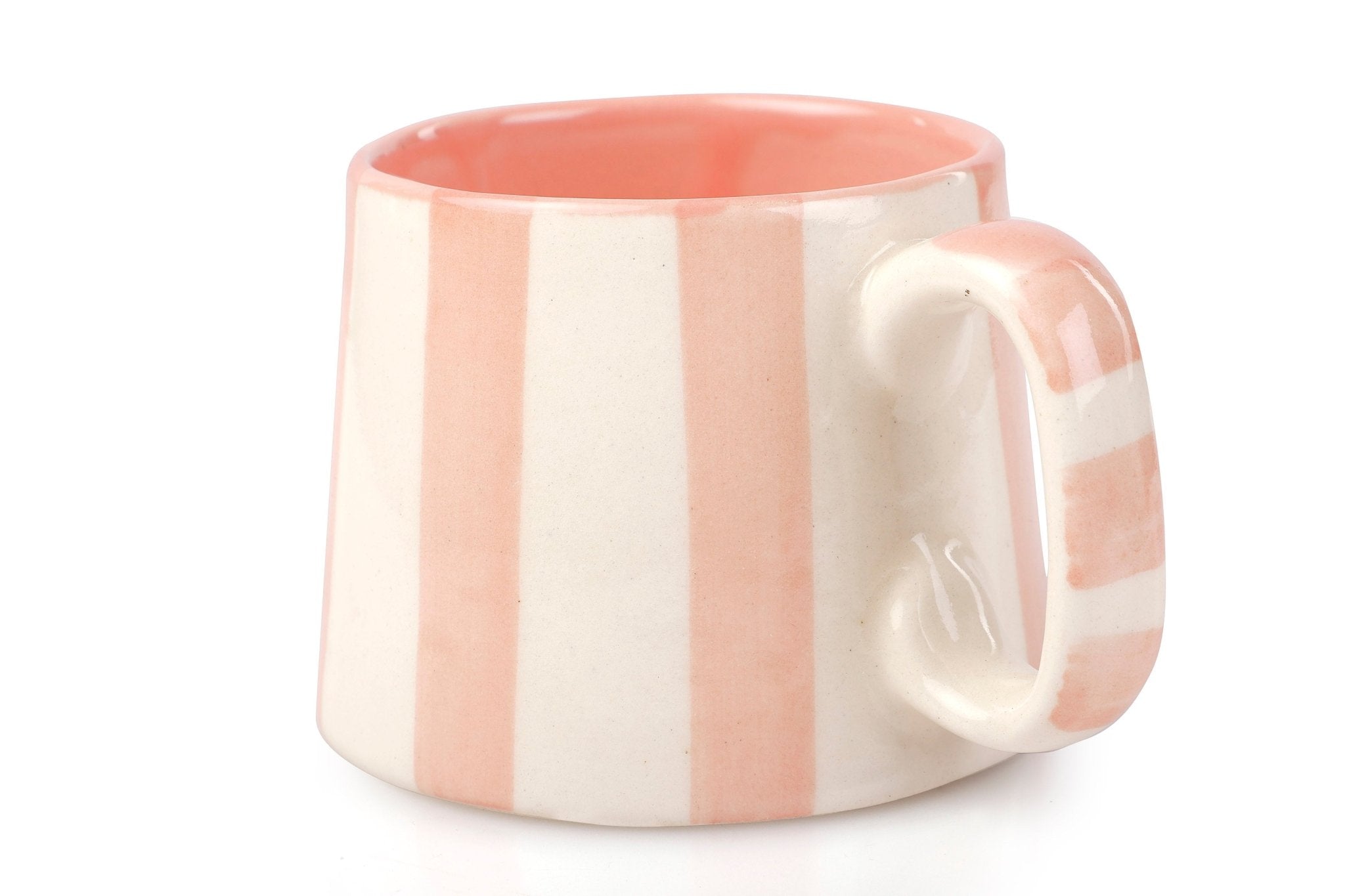 Ceramic Pink Stripe Coffee cup - 220ml - 3.5 x 2.5 Inches (Set of 2) - Shop_nameCasa Amarosa | Home Goods