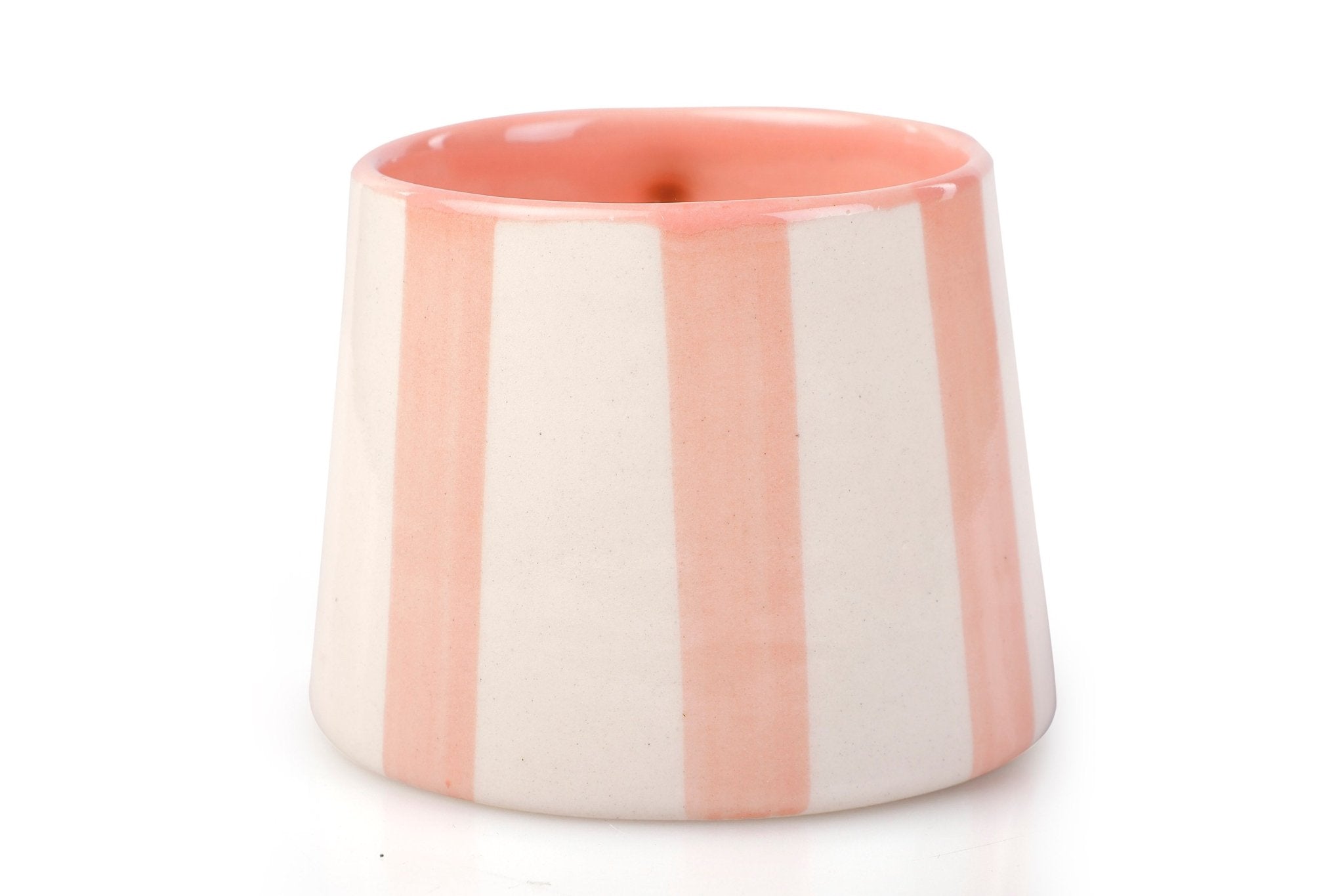 Ceramic Pink Stripe Coffee cup - 220ml - 3.5 x 2.5 Inches (Set of 2) - Shop_nameCasa Amarosa | Home Goods