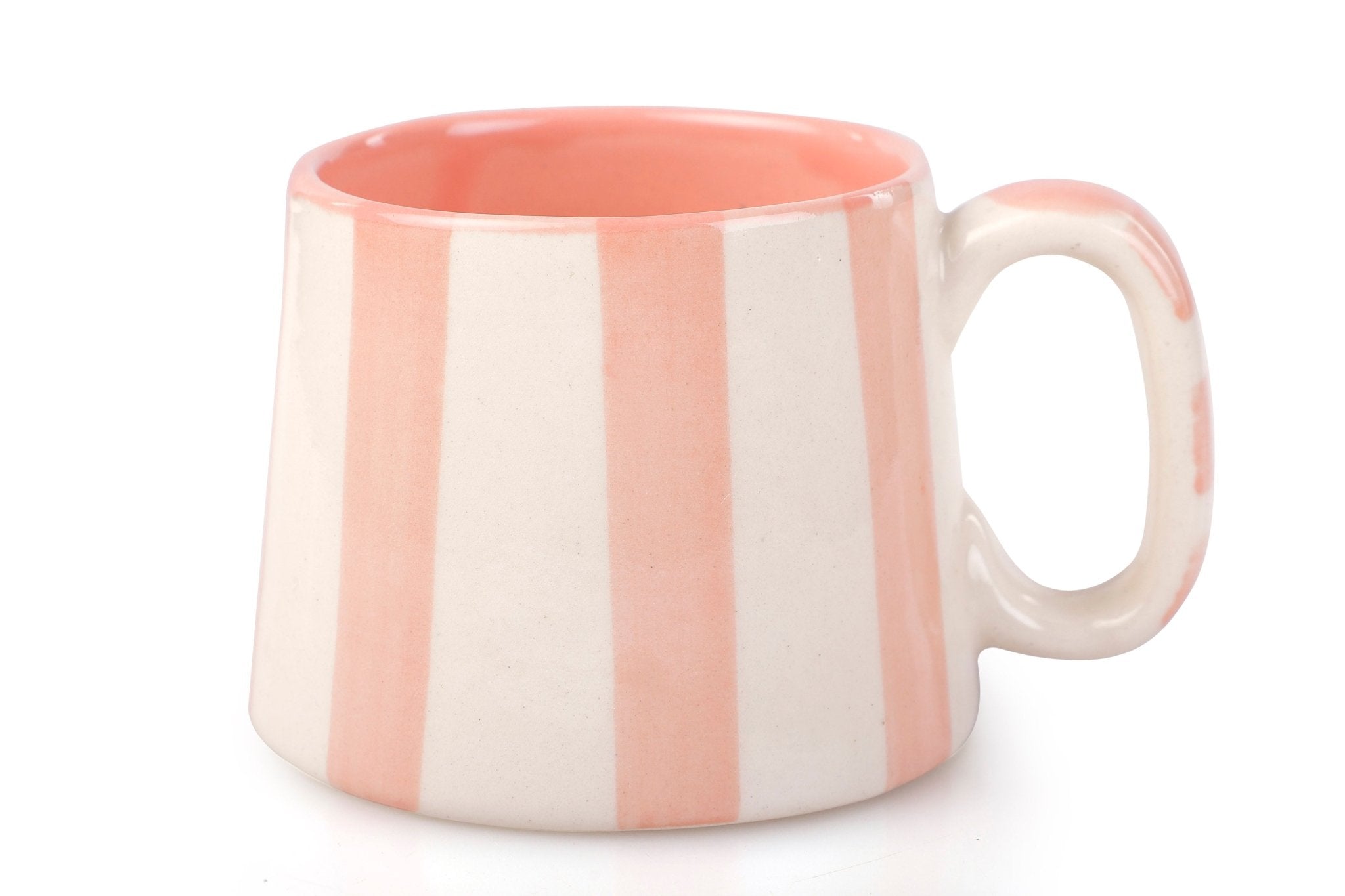 Ceramic Pink Stripe Coffee cup - 220ml - 3.5 x 2.5 Inches (Set of 4) - Shop_nameCasa Amarosa | Home Goods