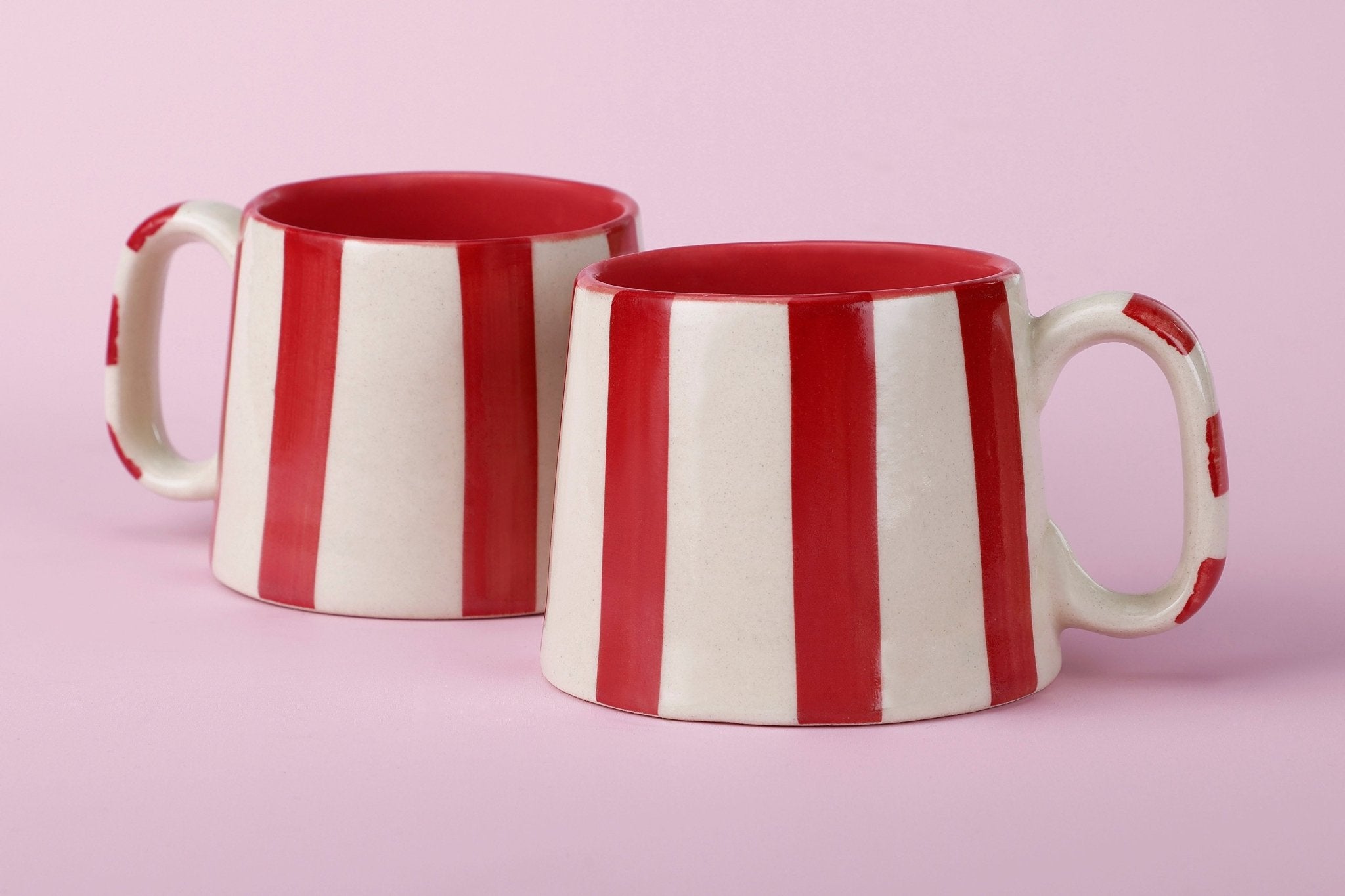Ceramic Red Stripe Coffee cup - 3.5 x 2.5 Inches ( Set of 2 ) - Shop_nameCasa Amarosa | Home Goods