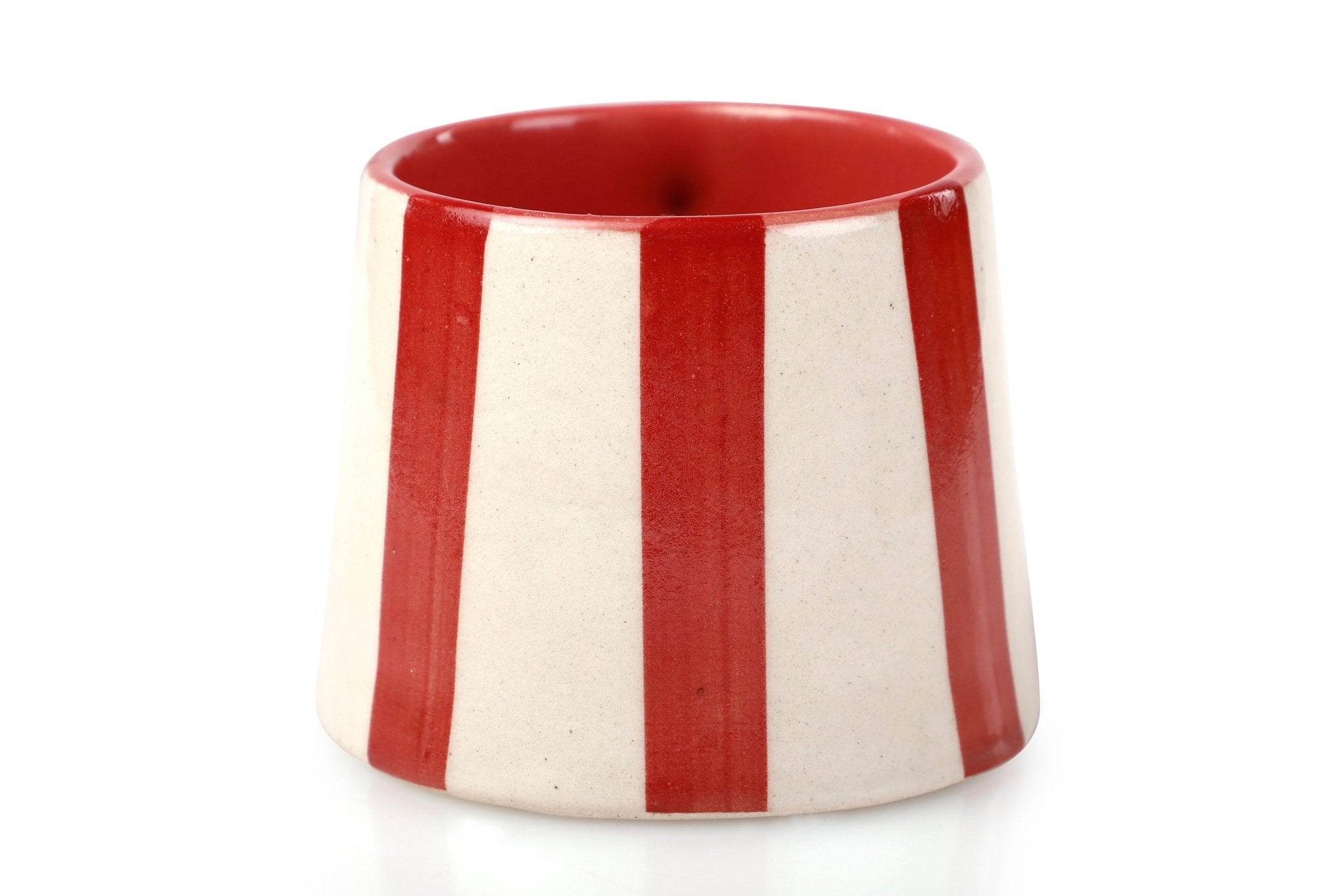 Ceramic Red Stripe Coffee cup - 3.5 x 2.5 Inches ( Set of 4 ) - Shop_nameCasa Amarosa | Home Goods