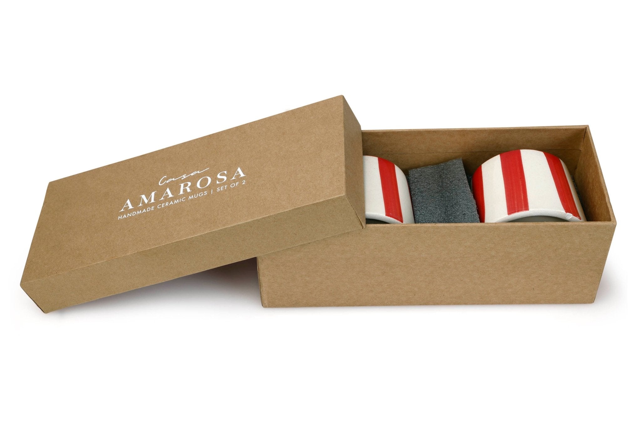 Ceramic Red Stripe Coffee cup - 3.5 x 2.5 Inches ( Set of 4 ) - Shop_nameCasa Amarosa | Home Goods