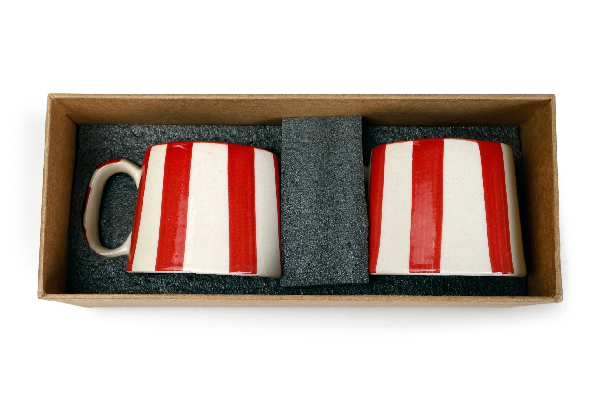Ceramic Red Stripe Coffee cup - 3.5 x 2.5 Inches ( Set of 4 ) - Shop_nameCasa Amarosa | Home Goods