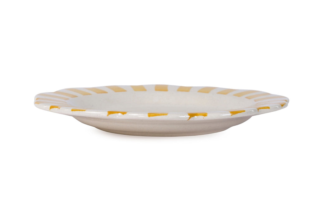 Ceramic Stripe Dinner Plate, Yellow - 10 x 10 x 1.25 Inches ( Set of 2 ) - Shop_nameCasa Amarosa | Home Goods