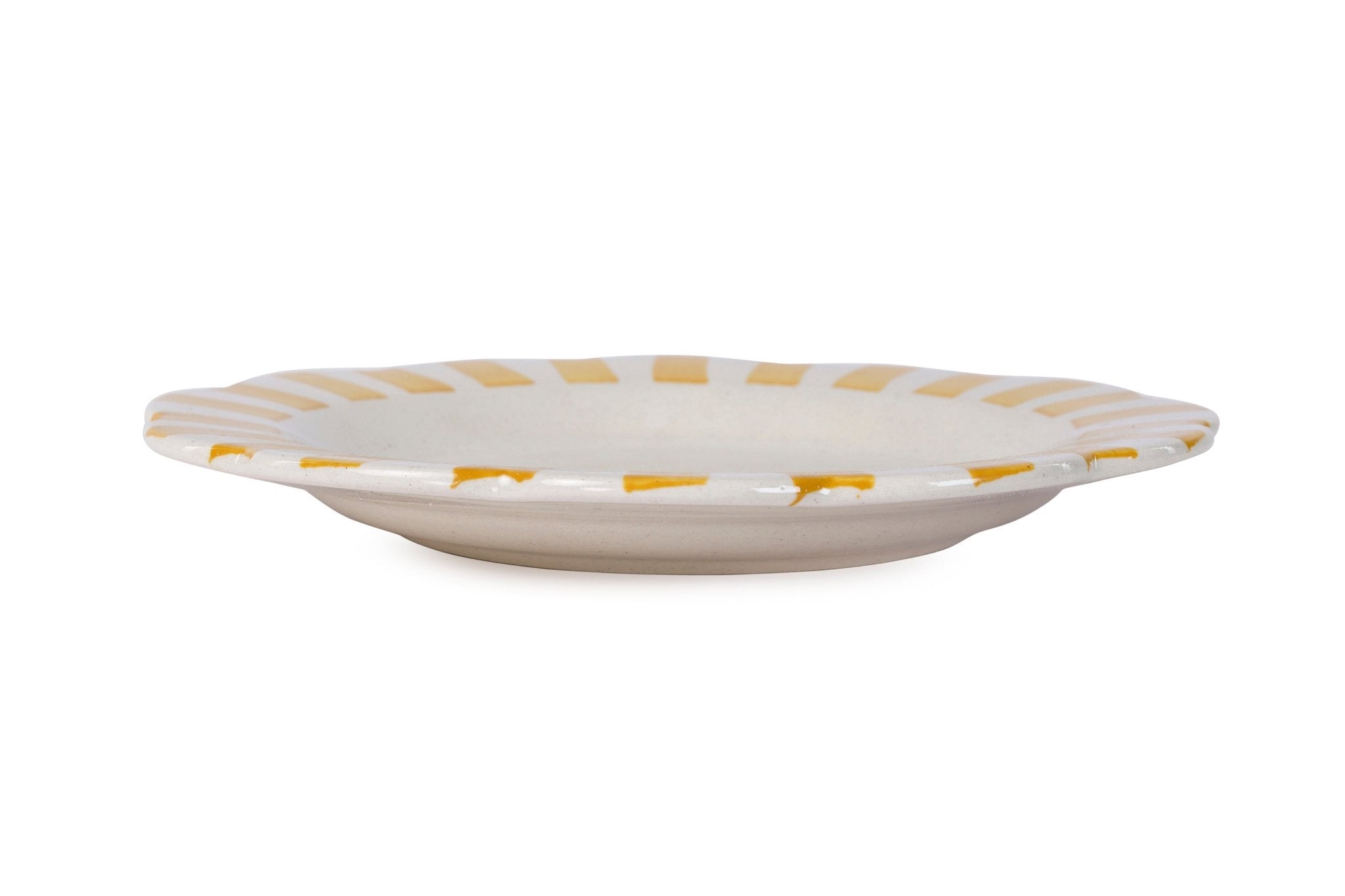 Ceramic Stripe Dinner Plate, Yellow - 10 x 10 x 1.25 Inches ( Set of 2 ) - Shop_nameCasa Amarosa | Home Goods