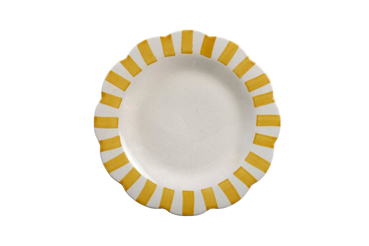 Ceramic Stripe Dinner Plate, Yellow - 10 x 10 x 1.25 Inches ( Set of 2 ) - Shop_nameCasa Amarosa | Home Goods