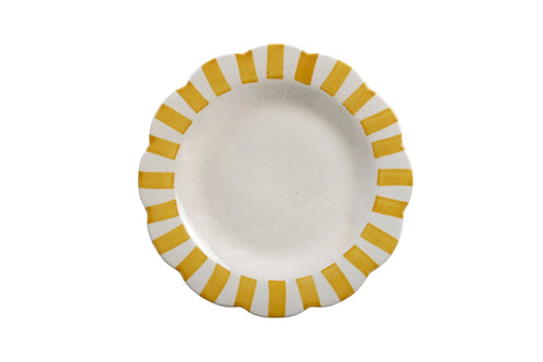 Ceramic Stripe Dinner Plate, Yellow - 10 x 10 x 1.25 Inches ( Set of 2 ) - Shop_nameCasa Amarosa | Home Goods