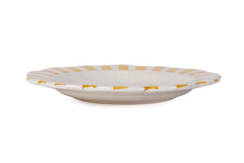 Ceramic Stripe Dinner Plate, Yellow - 10 x 10 x 1.25 Inches ( Set of 4 ) - Shop_nameCasa Amarosa | Home Goods