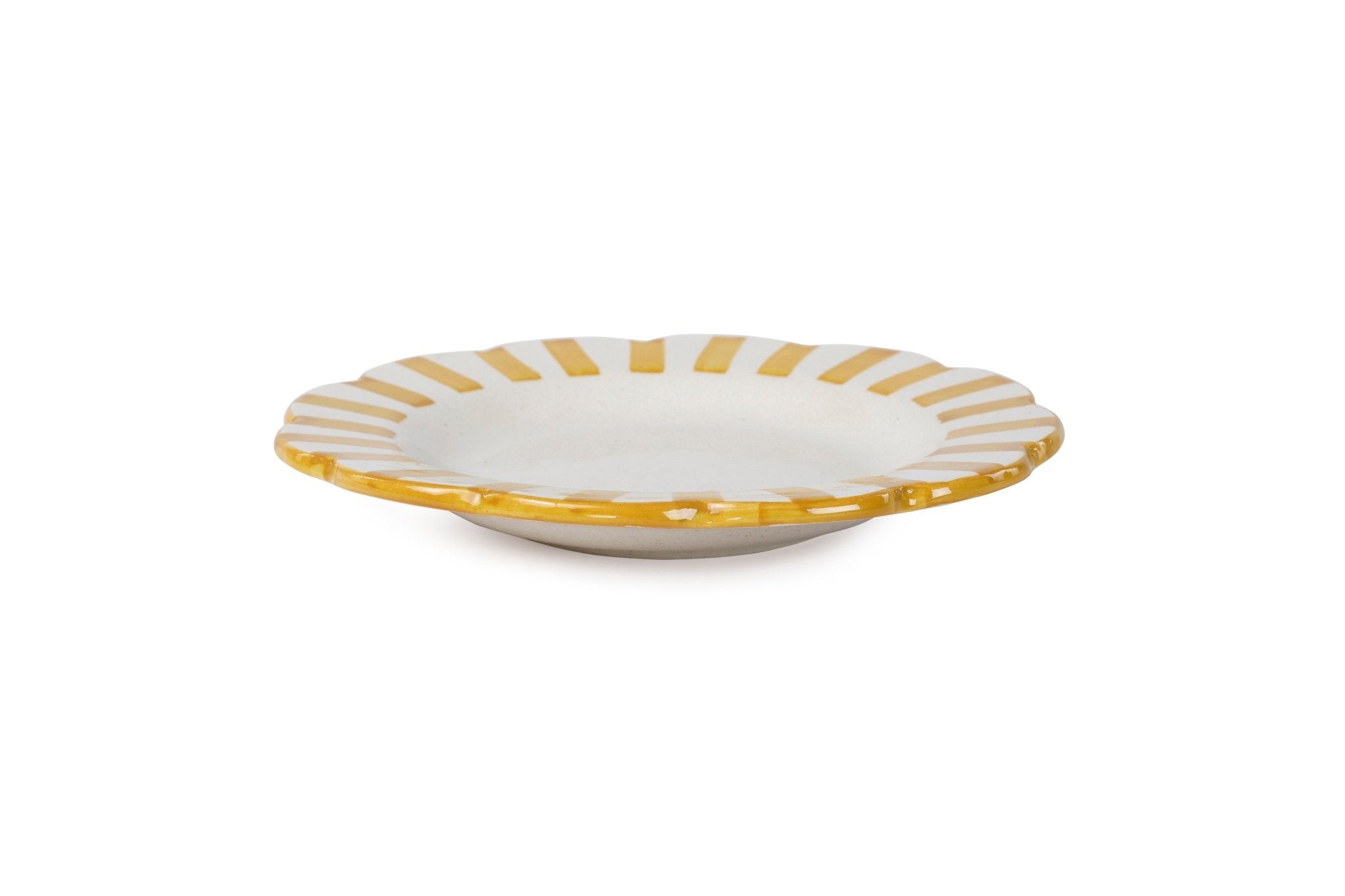 Ceramic stripe Salad Plate, Yellow - 8.25x 8.25 x 1.25 Inches ( Set of 2 ) - Shop_nameCasa Amarosa | Home Goods