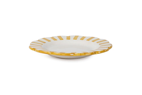Ceramic stripe Salad Plate, Yellow - 8.25x 8.25 x 1.25 Inches ( Set of 2 ) - Shop_nameCasa Amarosa | Home Goods