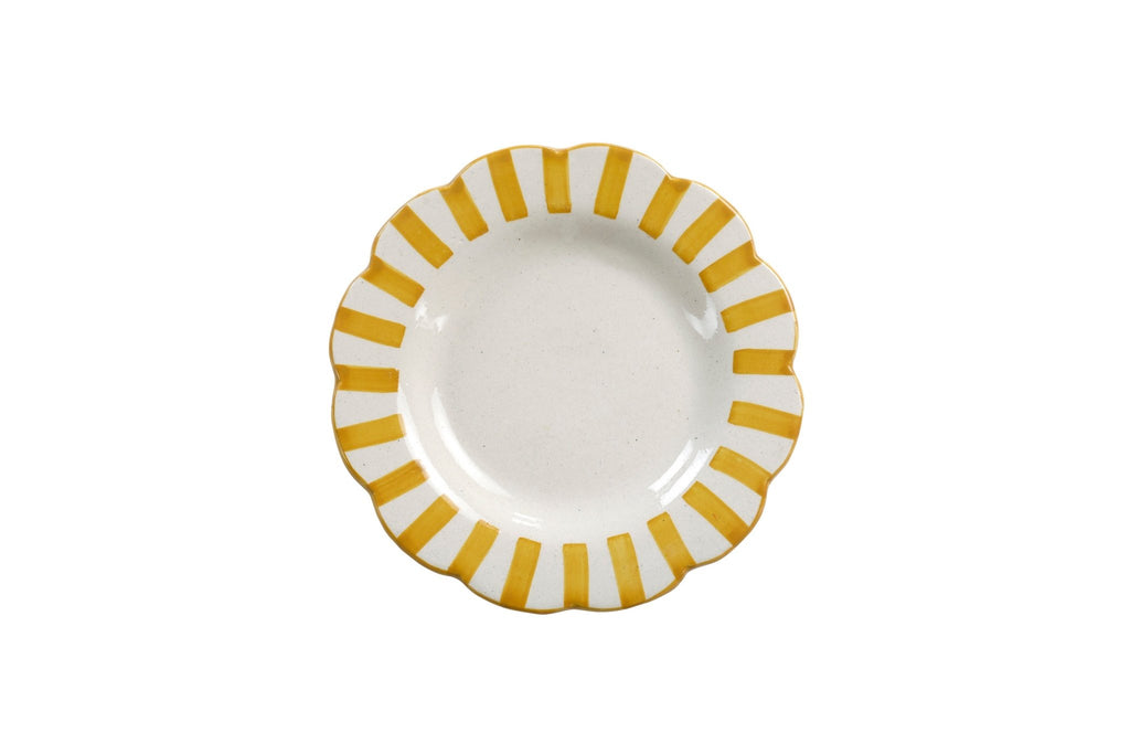 Ceramic stripe Salad Plate, Yellow - 8.25x 8.25 x 1.25 Inches ( Set of 2 ) - Shop_nameCasa Amarosa | Home Goods