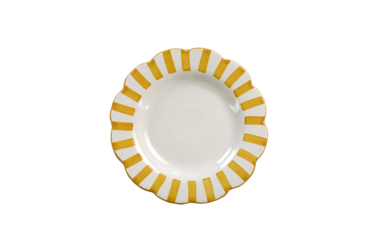 Ceramic stripe Salad Plate, Yellow - 8.25x 8.25 x 1.25 Inches ( Set of 2 ) - Shop_nameCasa Amarosa | Home Goods