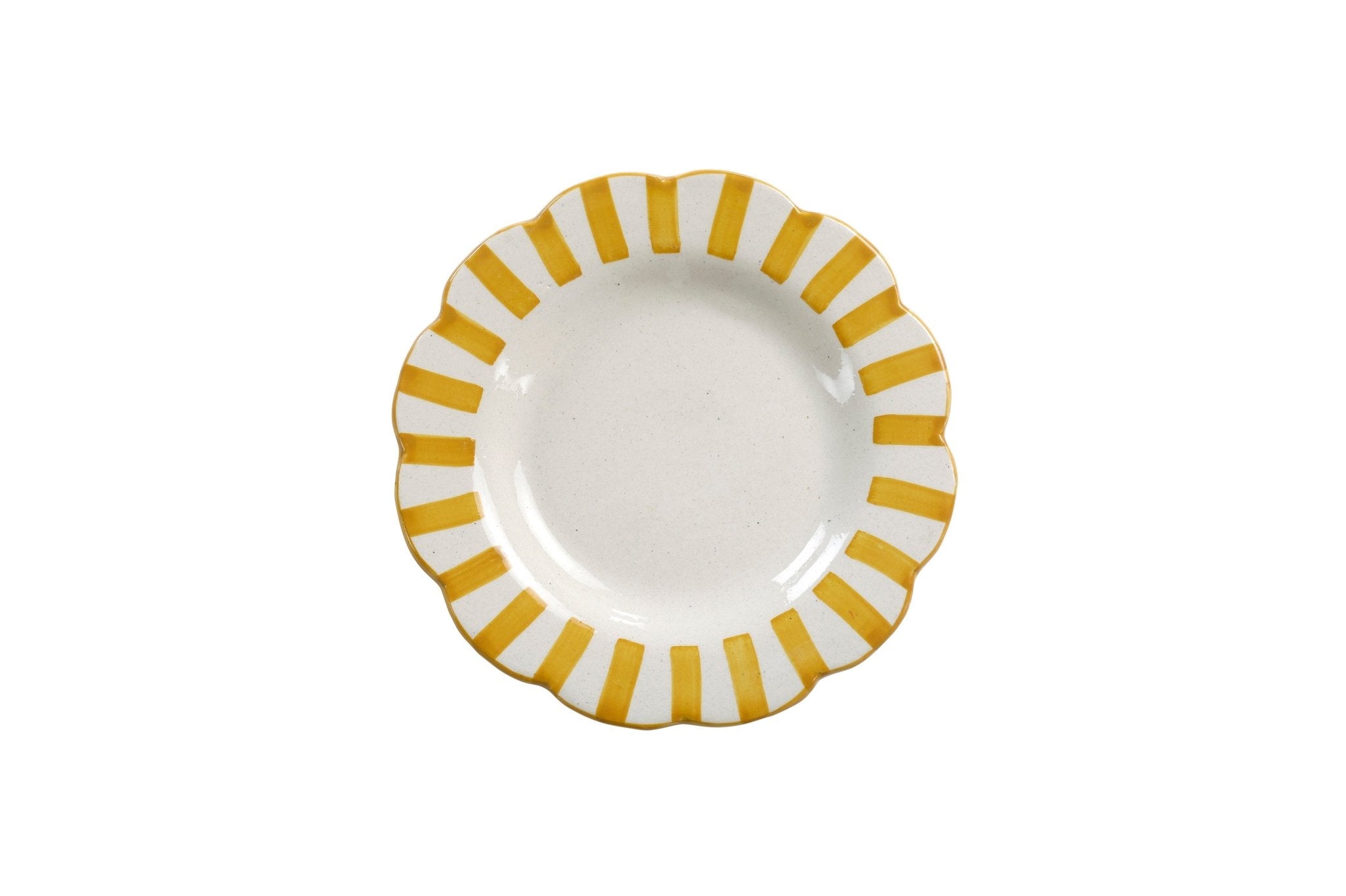 Ceramic stripe Salad Plate, Yellow - 8.25x 8.25 x 1.25 Inches ( Set of 2 ) - Shop_nameCasa Amarosa | Home Goods