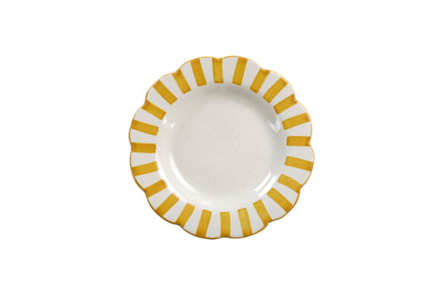 Ceramic stripe Salad Plate, Yellow - 8.25x 8.25 x 1.25 Inches ( Set of 2 ) - Shop_nameCasa Amarosa | Home Goods