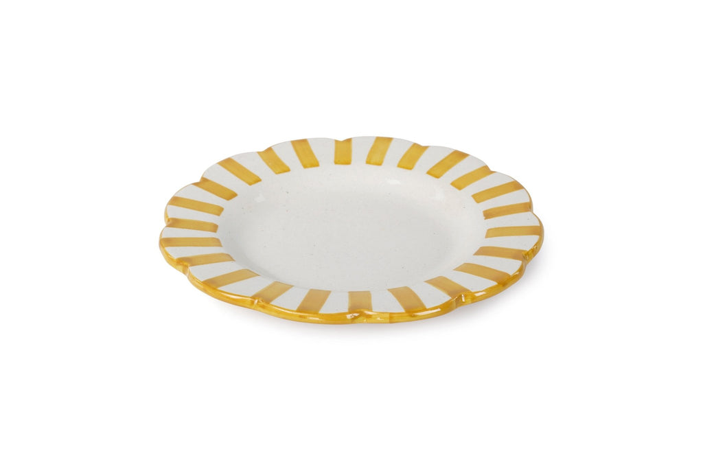 Ceramic stripe Salad Plate, Yellow - 8.25x 8.25 x 1.25 Inches ( Set of 2 ) - Shop_nameCasa Amarosa | Home Goods