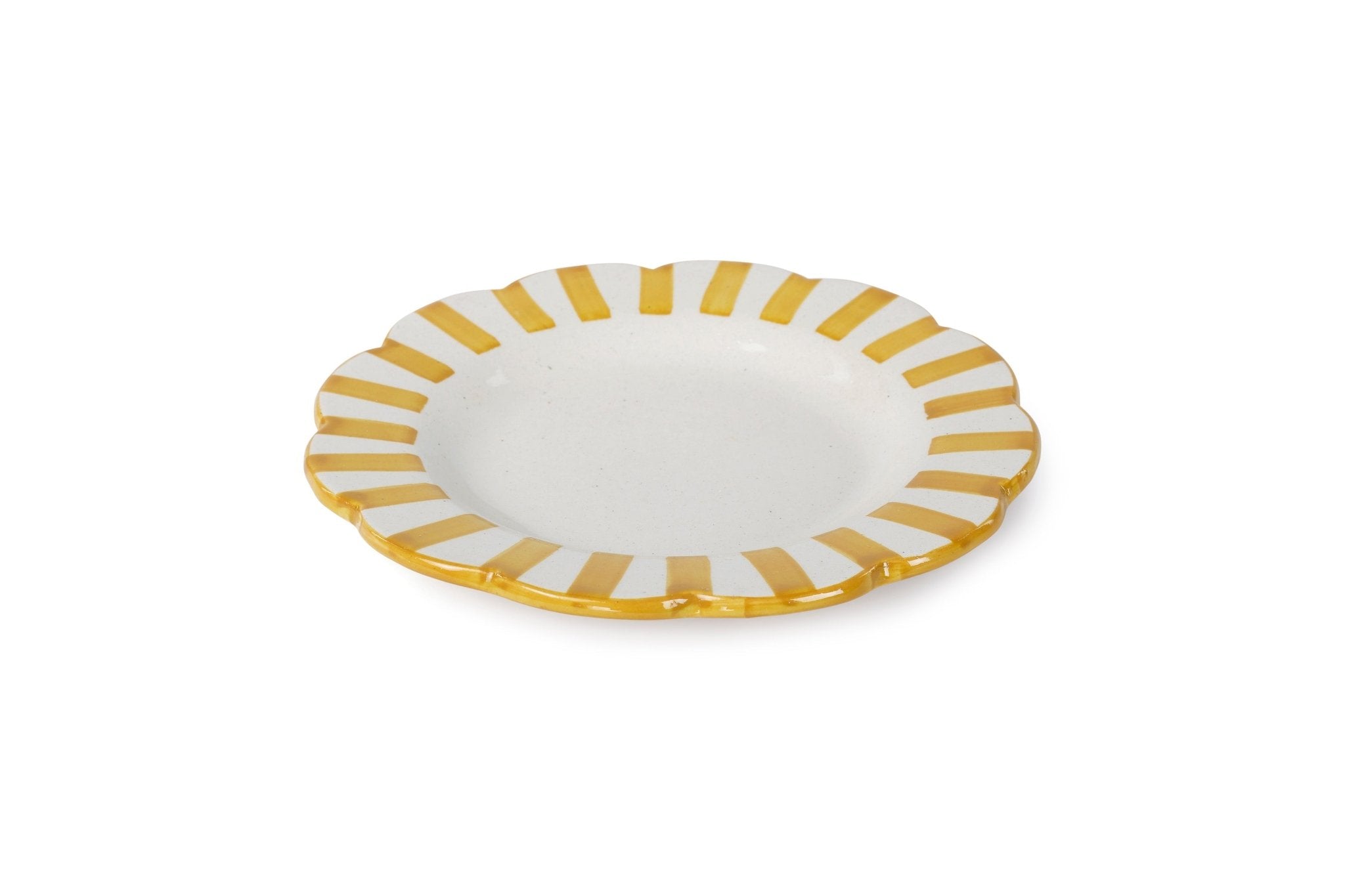Ceramic stripe Salad Plate, Yellow - 8.25x 8.25 x 1.25 Inches ( Set of 2 ) - Shop_nameCasa Amarosa | Home Goods