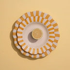 Ceramic stripe Salad Plate, Yellow - 8.25x 8.25 x 1.25 Inches ( Set of 2 ) - Shop_nameCasa Amarosa | Home Goods