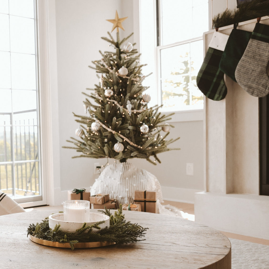 Christmas Fluted Soy Candle - Ribbed Glass Jar - 12 oz - Shop_nameSweet Water Decor