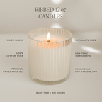 Christmas Fluted Soy Candle - Ribbed Glass Jar - 12 oz - Shop_nameSweet Water Decor