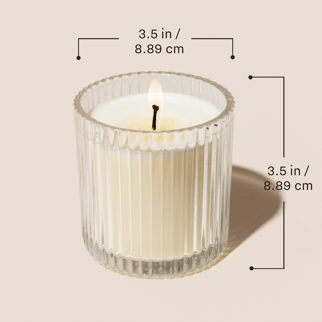Christmas Fluted Soy Candle - Ribbed Glass Jar - 12 oz - Shop_nameSweet Water Decor