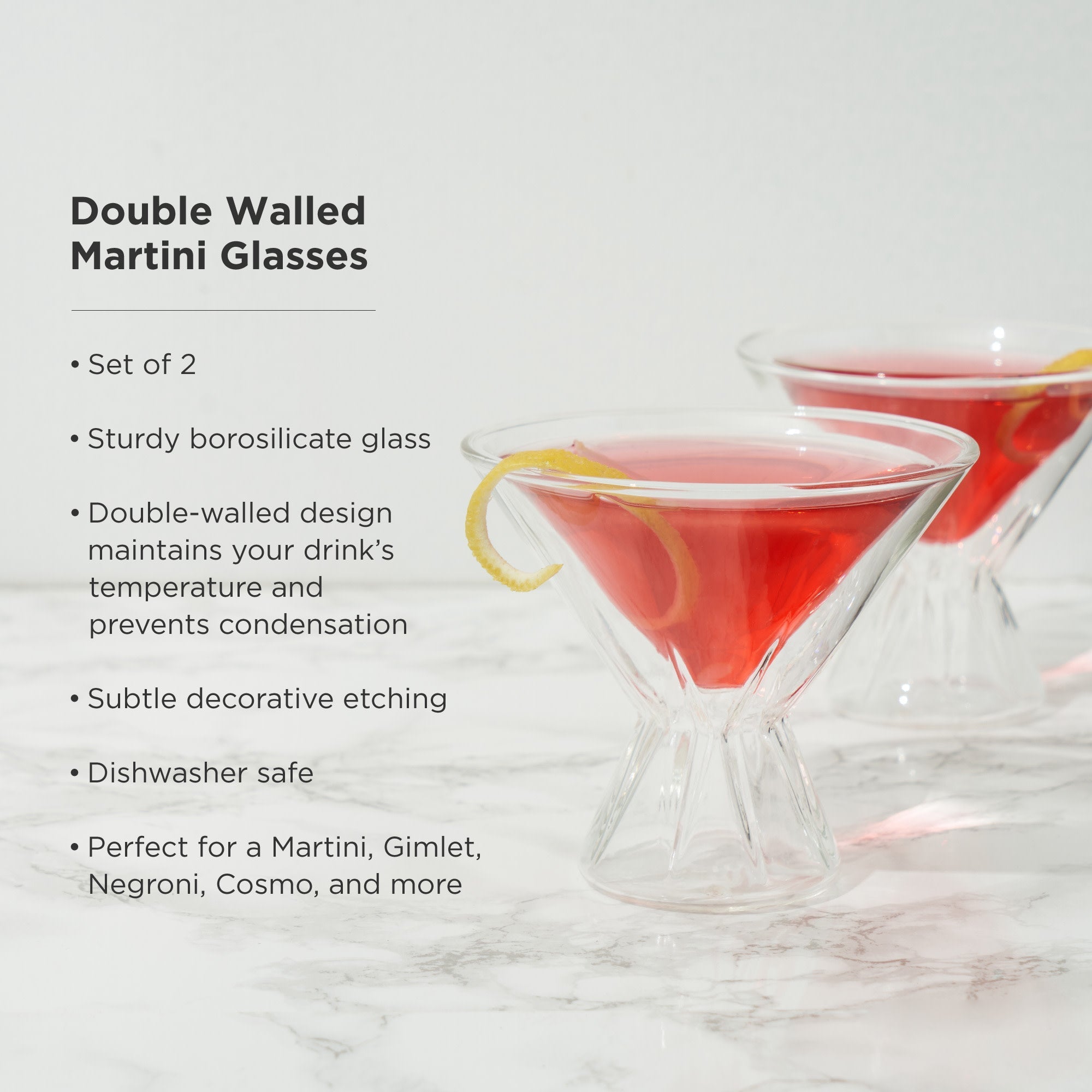 Double Walled Martini Glasses - Shop_nameViski
