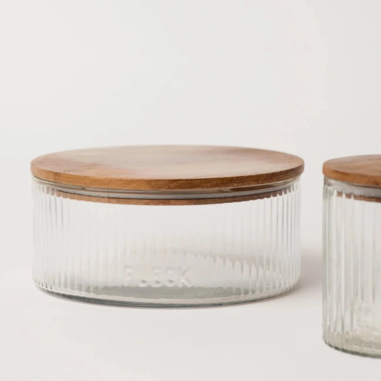 Fluted Glass Storage Jars - set of 3 - dwellandremainFleck