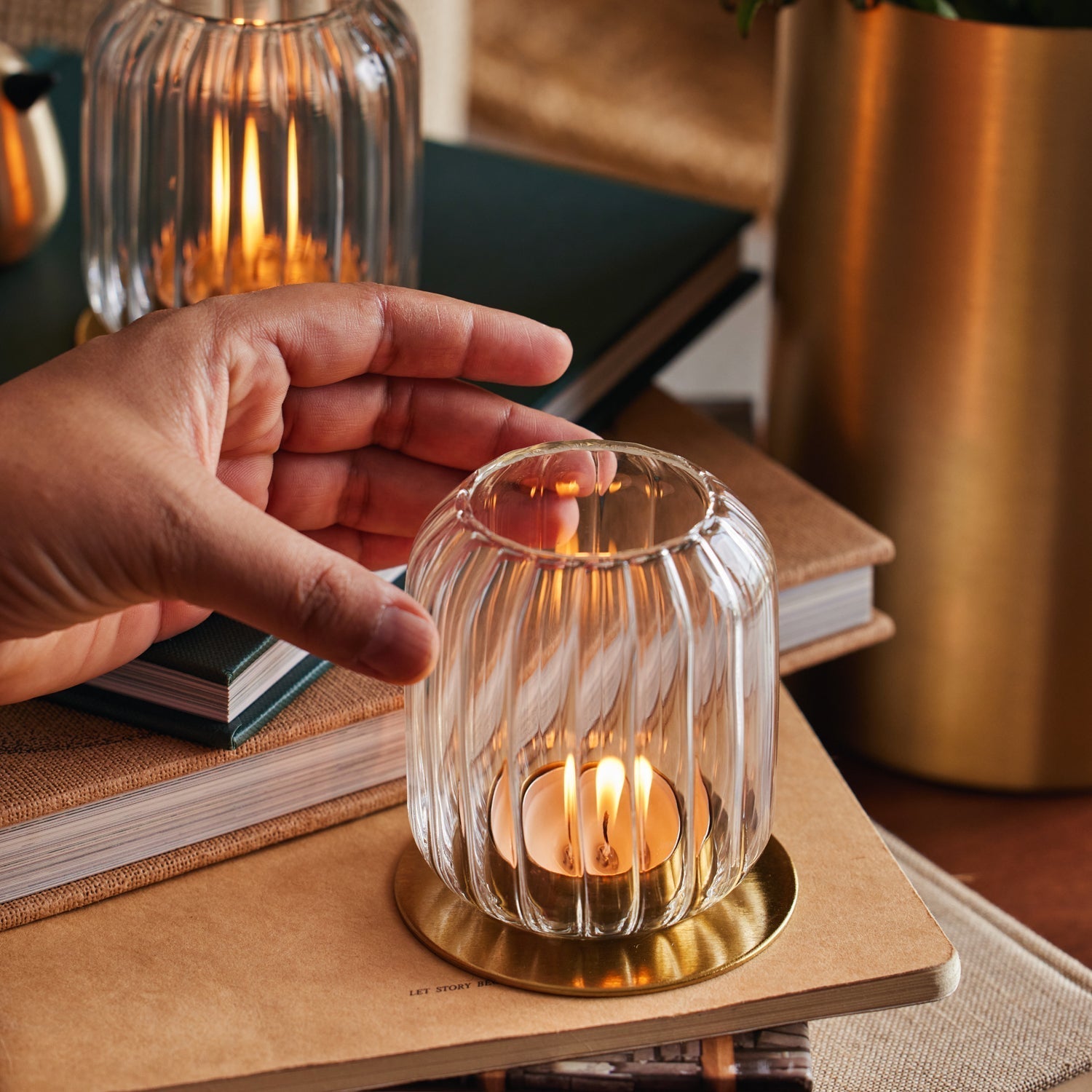 Kira Glass Lantern - set of 2 - dwellandremainFleck