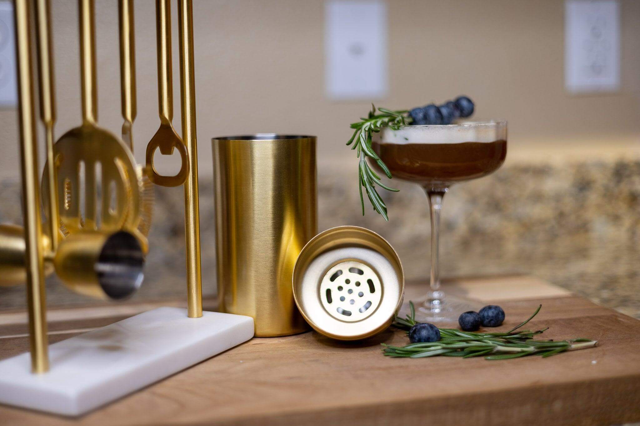 Luxe Gold Cocktail Shaker Set – Elevate Your Home Bar with be HOME - dwellandremainbe HOME