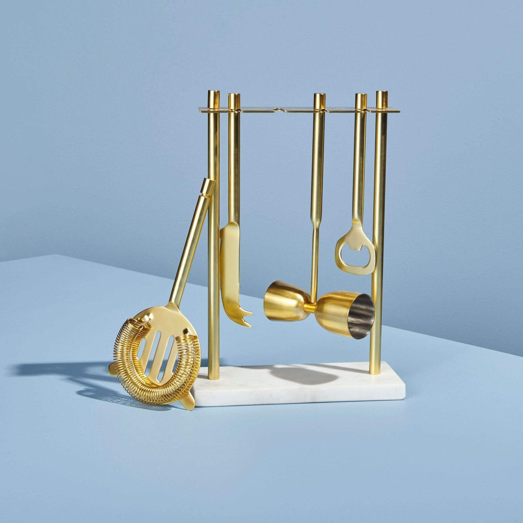 Luxe Gold & Marble Hanging Bar Tool Set by be HOME - dwellandremainbe HOME
