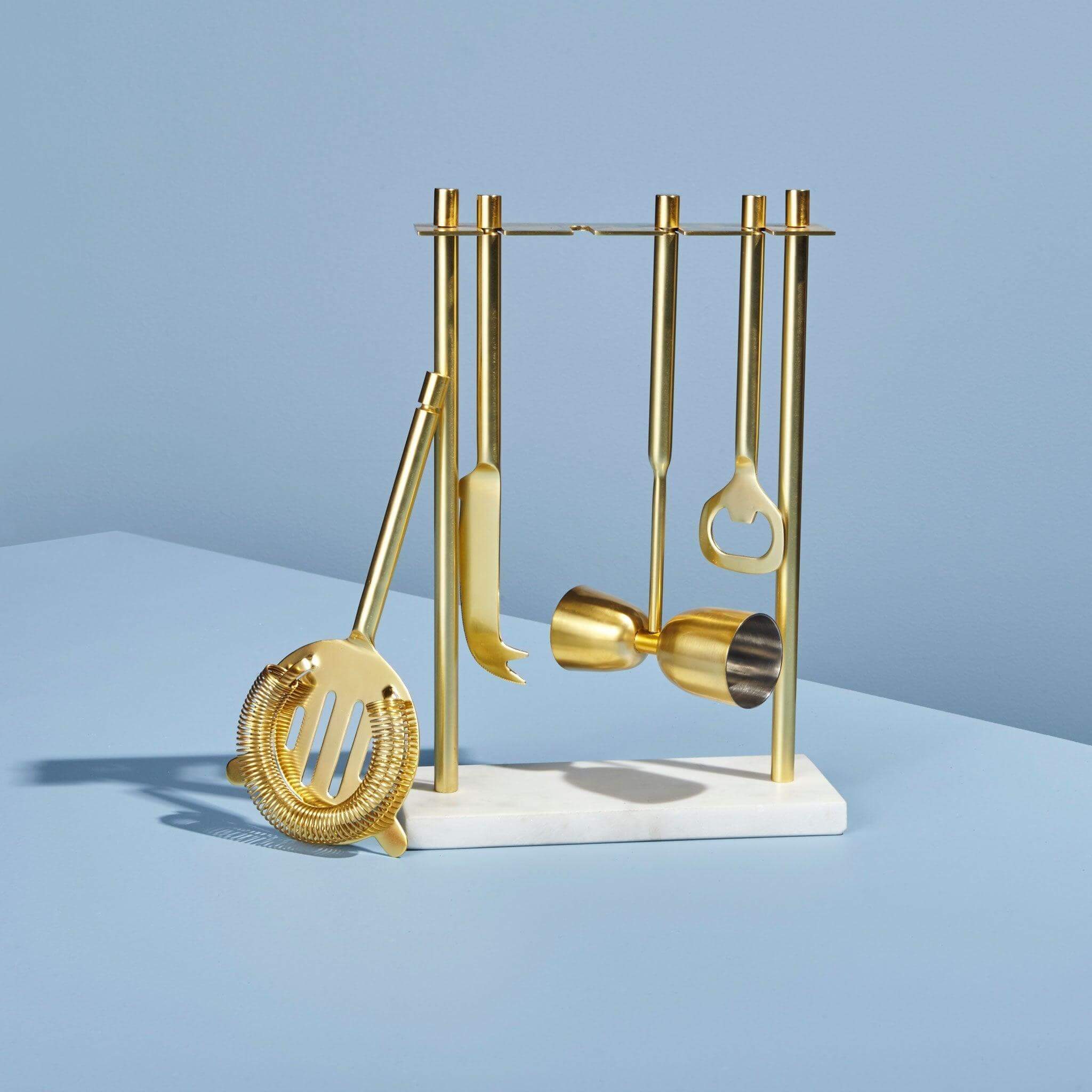 Luxe Gold & Marble Hanging Bar Tool Set by be HOME - dwellandremainbe HOME