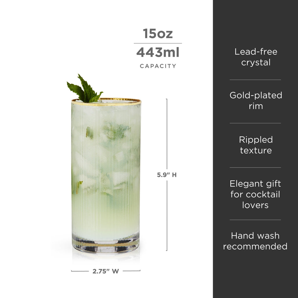 Meridian Crystal Highball Glasses Set of 2 - Shop_nameViski